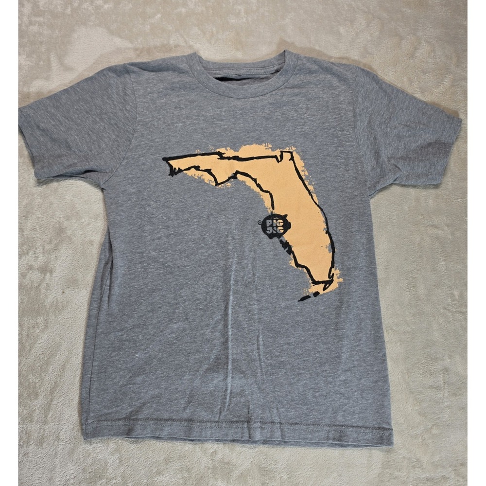 Tampa Pig Jig Florida Graphic Tee Medium Gray Combed Ringspun Cotton Blend Shirt